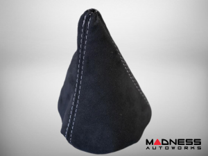 FIAT 500 Gear Shift Boot - Black Italy - Alcantara - Black w/ White Stitching